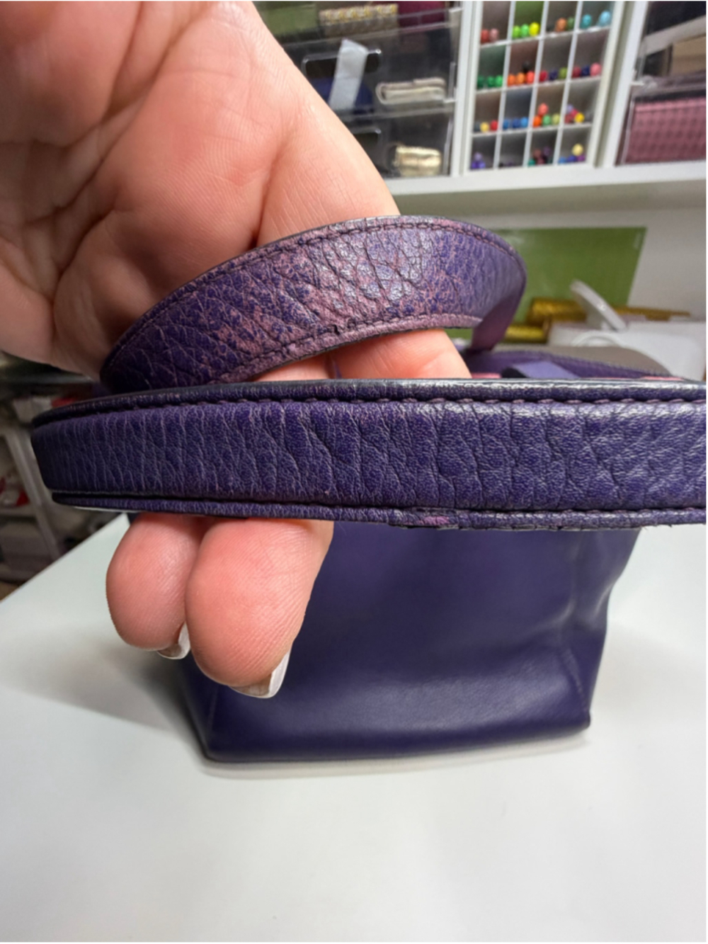 Women's Prada Leather Tote Bag One Size Purple - Picture 9 of 13